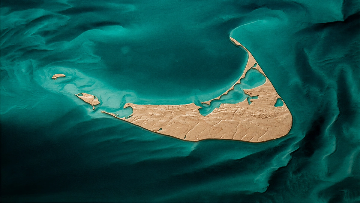 Nantucket topographic relief in white oak and resin